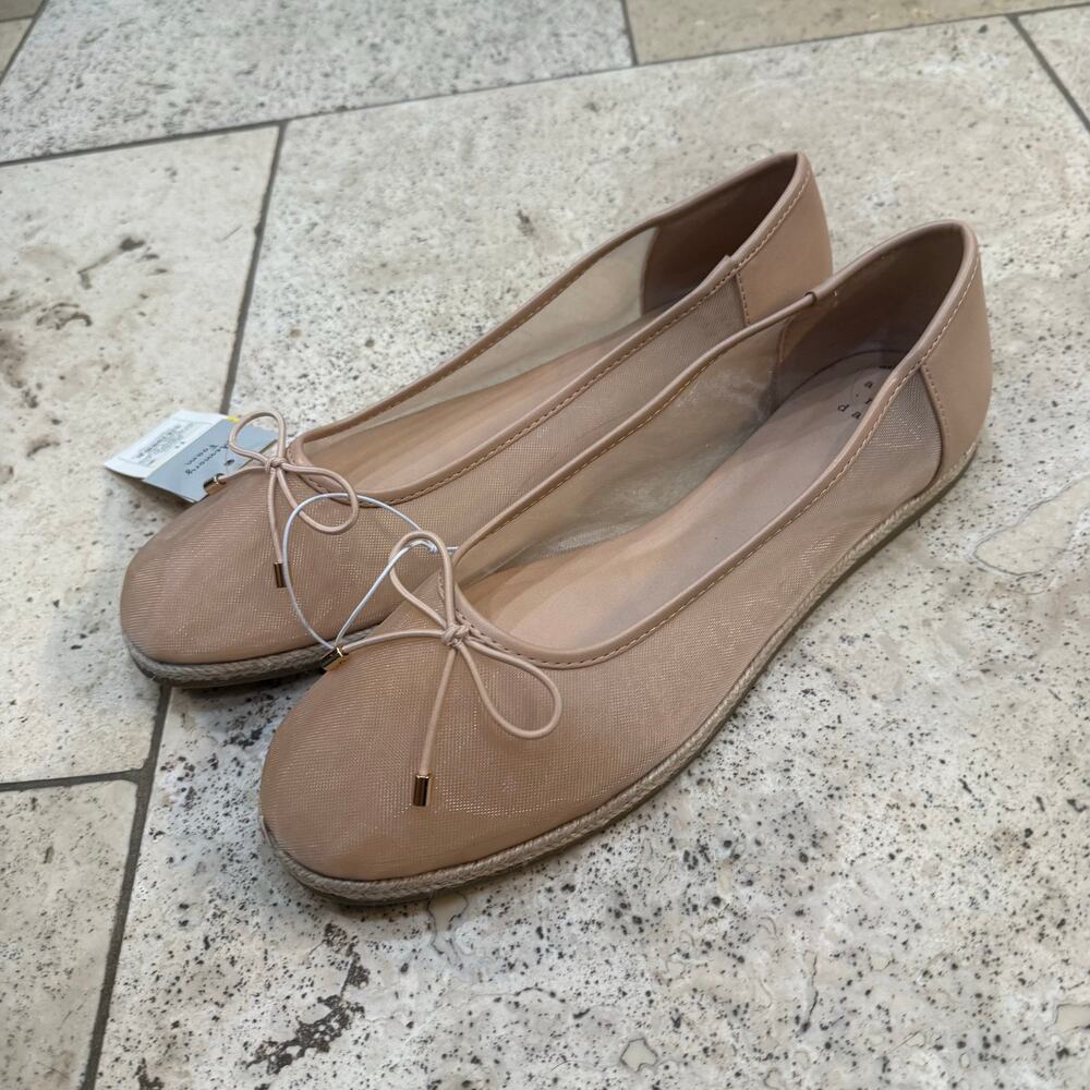 A New Day Amara Beige Tan Mesh Ballet Flats - Womens 11 NEW NWT